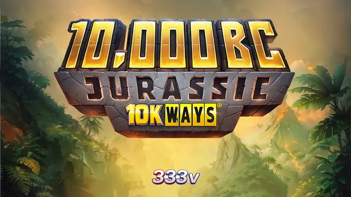 Tampilan visual slot 10,000 BC Jurassic 10K Ways dengan latar belakang prasejarah